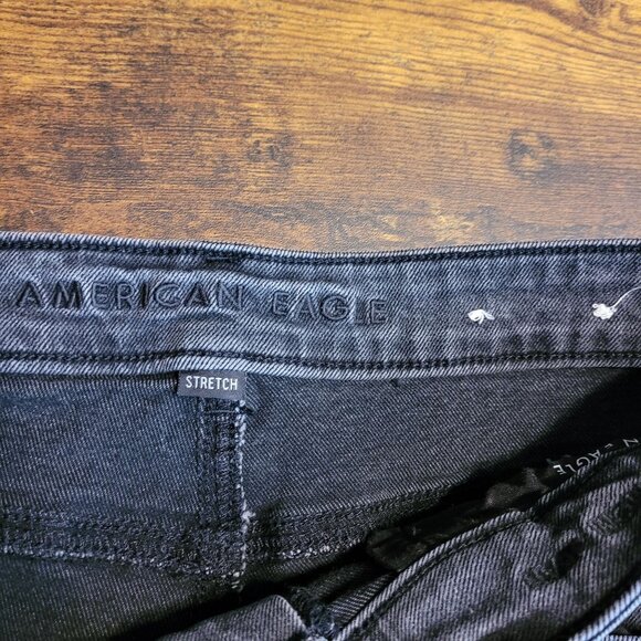 American Eagle Jeans 12 S Mom High Rise Stretch Denim Charcoal Wash - Picture 4 of 11